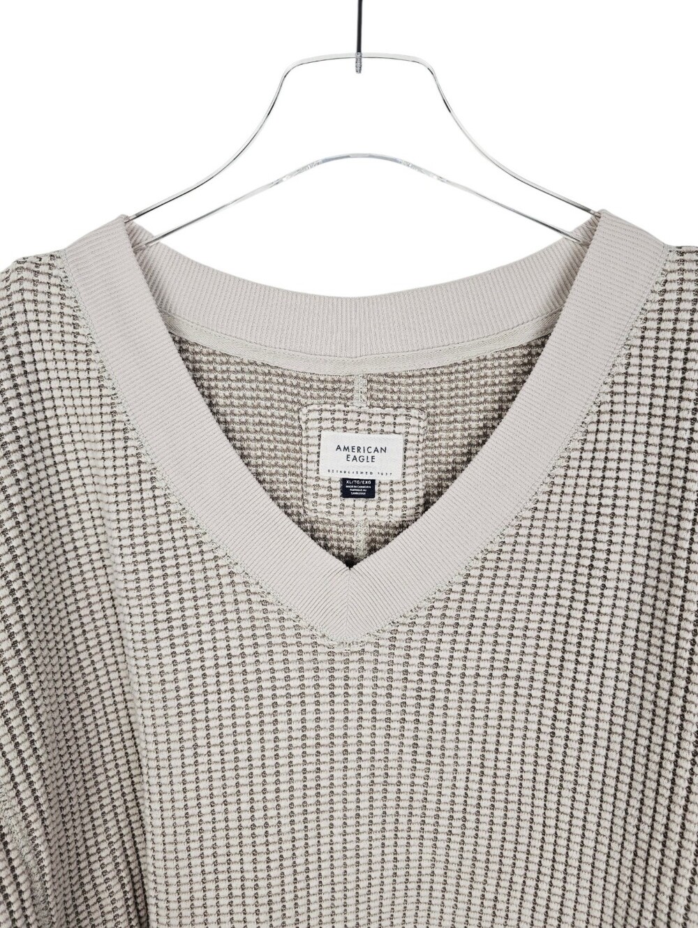 American Eagle Big Hug V-Neck Oversized Waffle Sweatshirt - Picture 6 of 10